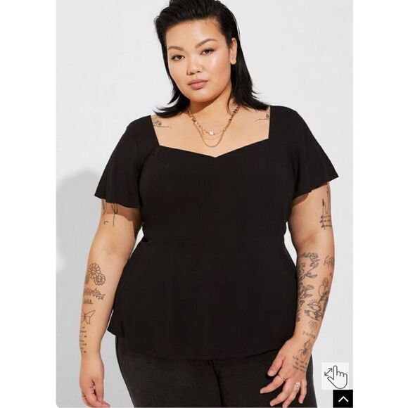 Torrid Peplum Challis Sweetheart Flutter Sleeve Top (Size 5) - Picture 1 of 6